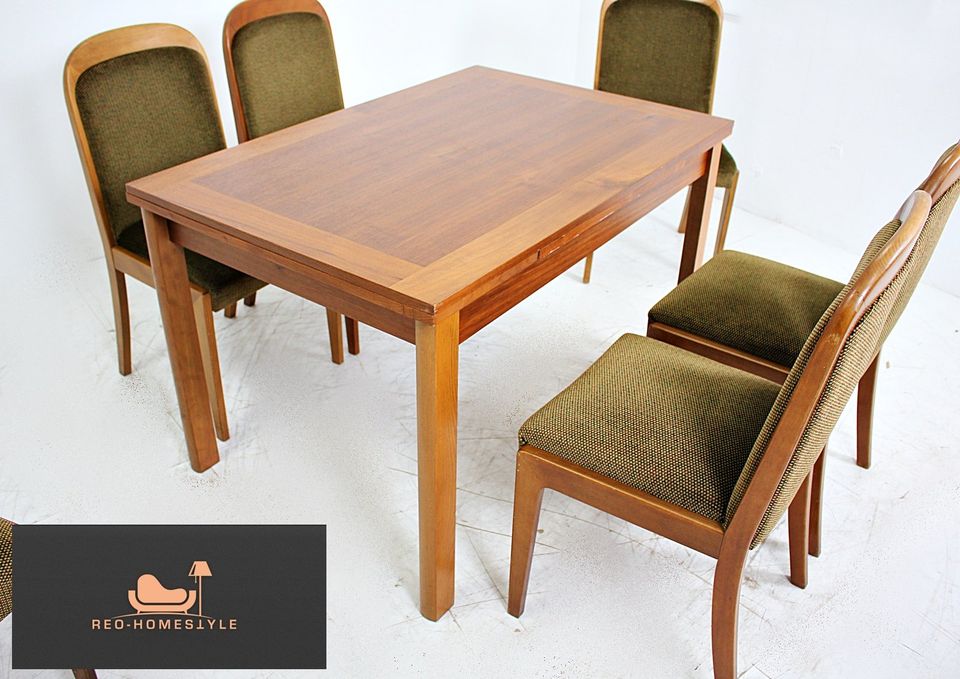 Esszimmer Tisch Teak Massiv Holz Denmark 6 Stühle Mid 60er 70er in Lage