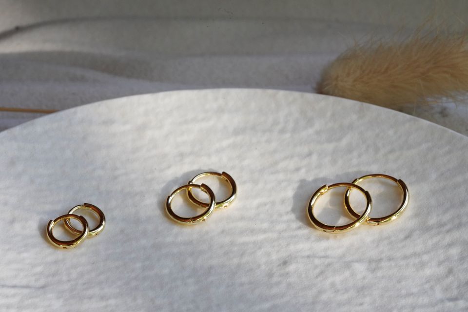 Kreolen, Ohrringe Gold aus 925 Silber Ohrringe in 3 Größen in Offenburg