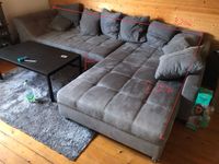 L-Couch grau 3,20m x 2,10m mit Kissen Baden-Württemberg - Illingen Vorschau