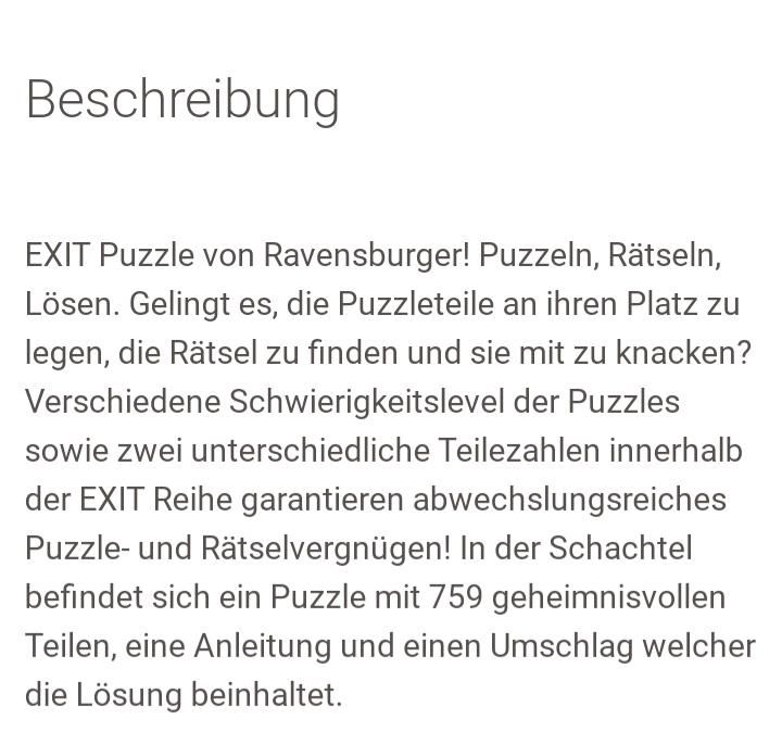 Exit Puzzle von Ravensburger 759 Teile in Kassel