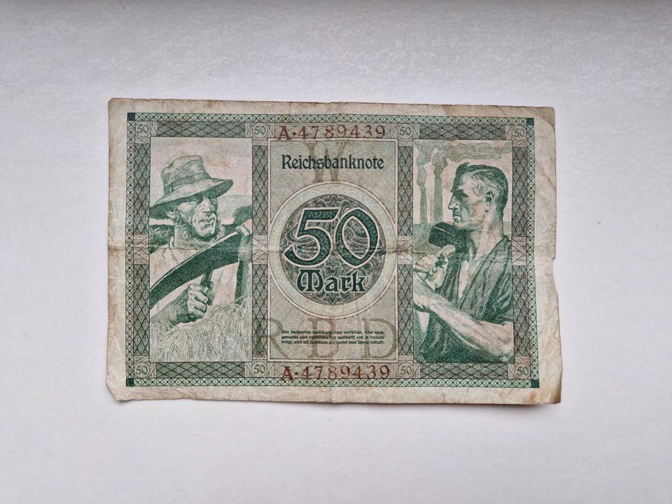 Reichsbanknote 50 Mark von 1920 rotes Siegel in Ochtrup