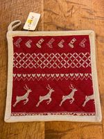 Topflappen Weihnachten Hirsch rot beige 20x20cm 100 % Baumwolle München - Altstadt-Lehel Vorschau