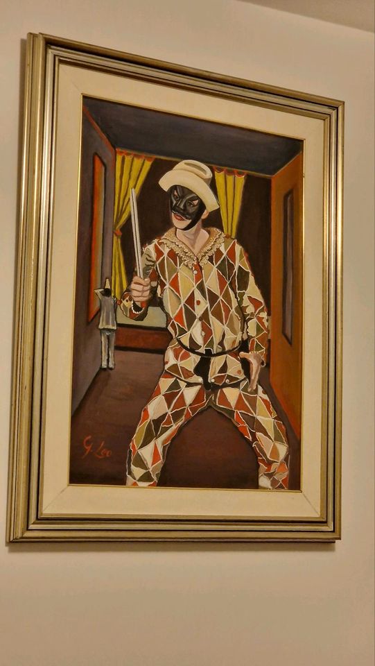 Arlecchino Harlekin Bild Acryl auf Leinwand im Holzrahmen in Kriftel