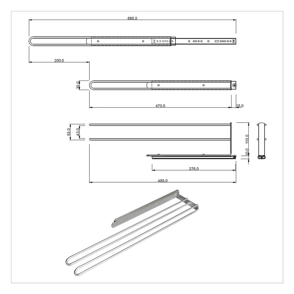 Handtuchhalter ausziehbar Handtuchstange Wand Handtuchauszug in Deckenpfronn