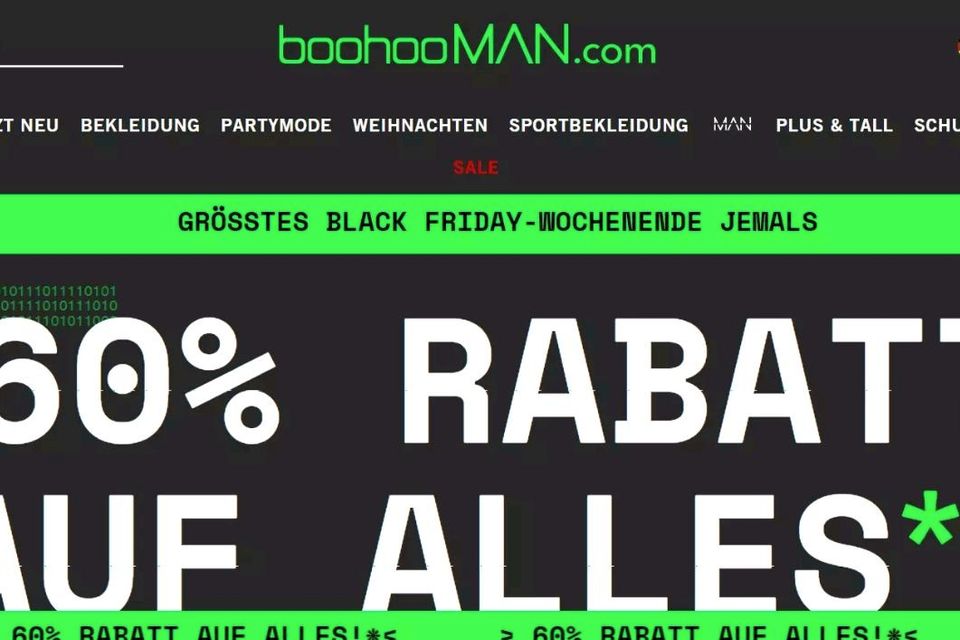 Boohooman 60% Rabatte + 15 Rabatt Code in Neubrandenburg