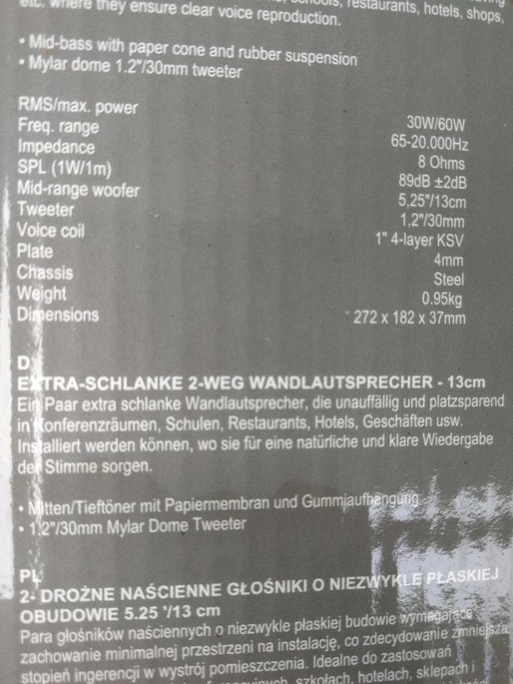 Flach Lautsprecher in schwarz mit 13cm TT 60W nur 40mm Tief in Gaggenau