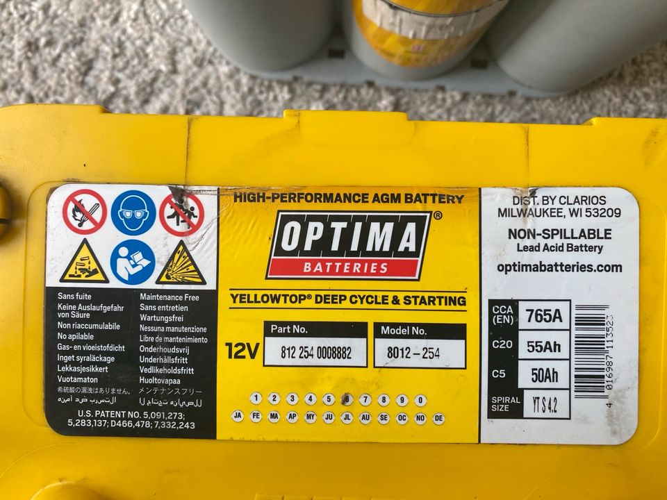 Optima 55Ah 12V 55AH-765A Batterie Akku in München