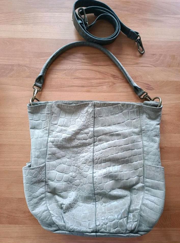Liebeskind Leder Handtasche Kroko Croco Animal Beutel Bag grau in Alsfeld