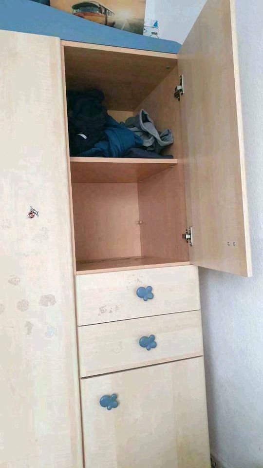 Kleiderschrank Kinderzimmer Schrank Regal Bücherregal blau weiß in Köln