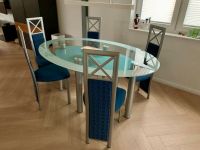 Esstisch 160x107cm oval Glas mit 6 Stühlen blau Esszimmer Hessen - Nauheim Vorschau