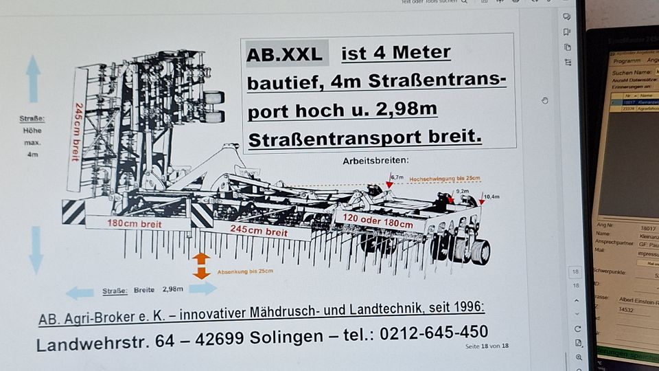 Stroh Striegel 9,2m hydraulisch Flachhöhen einstellbar in Solingen