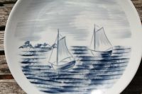 Teller handgemalt Weimar Kunstwerkstatt Segelboote blau weiß alt Nordrhein-Westfalen - Windeck Vorschau