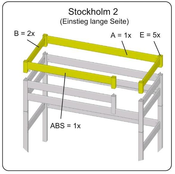 Hochbett Erweiterung für Bett Stockholm von Dahlhaus 100x200x205 in Groß Grönau