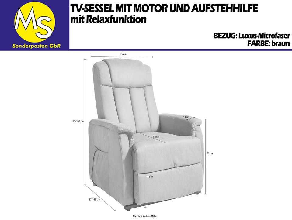 Sofa Couch Wohnlandschaft TV-Sessel Luxus-Microfaser braun in Mettingen