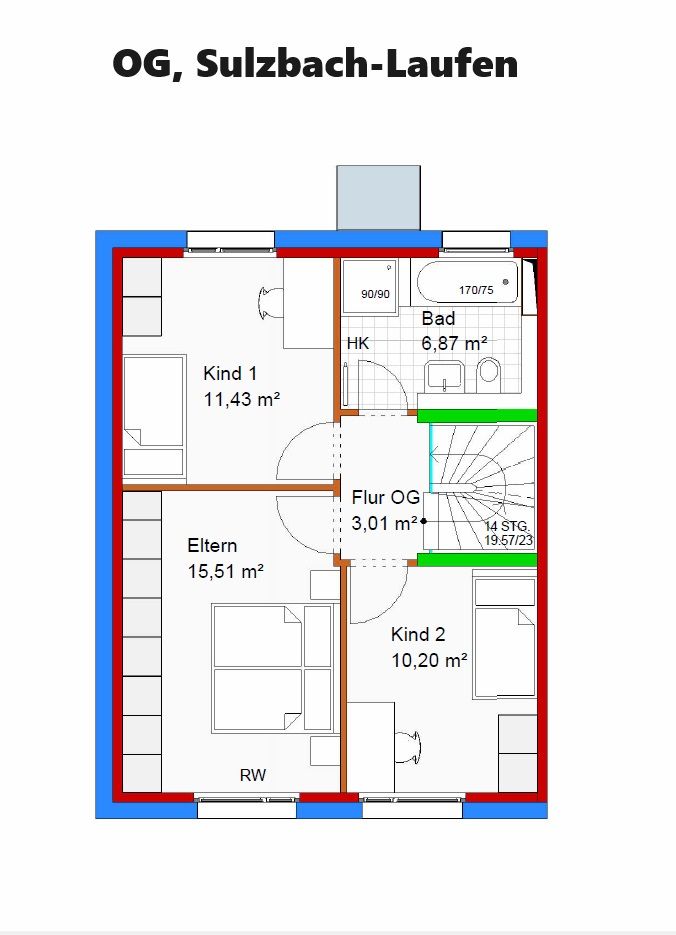 Neubau-Doppelhaushälfte in toller Aussichtslage inkl. Grundstück, inkl. Garage in Sulzbach-Laufen in Sulzbach-Laufen