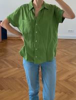 Mango kurzärmelige Bluse Hemdbluse 100% Leinen grün oversized Berlin - Friedenau Vorschau
