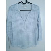 Bluse 3/4 Arm XS 34 weiß mit blauem Muster von H&M Dresden - Pirnaische Vorstadt Vorschau