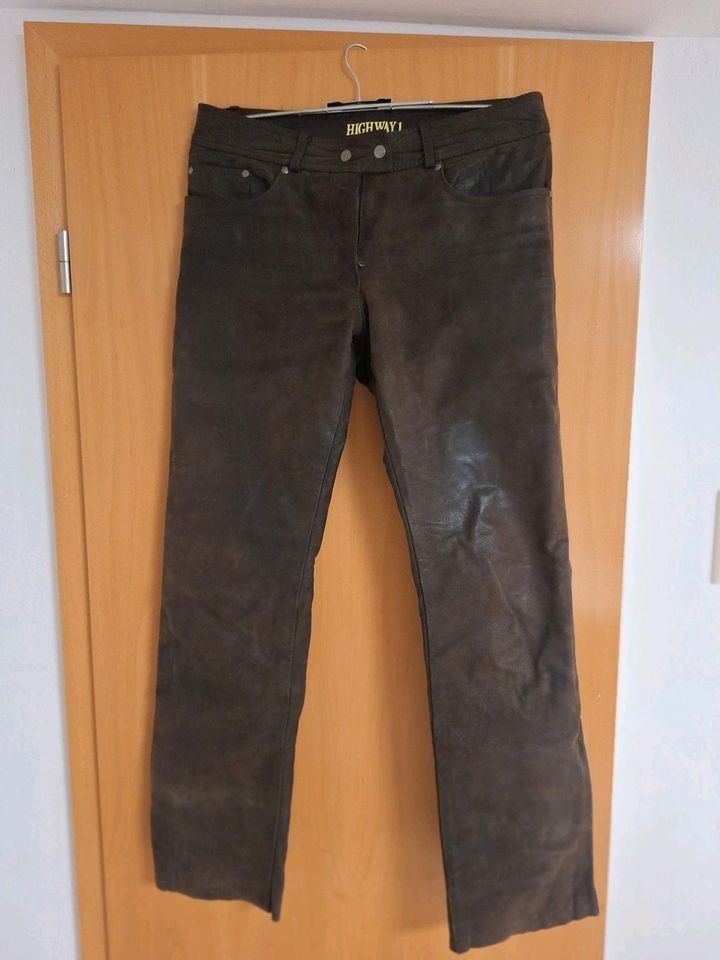 Lederhose, braune Motorradhose, Motorradlederhose in Salzatal