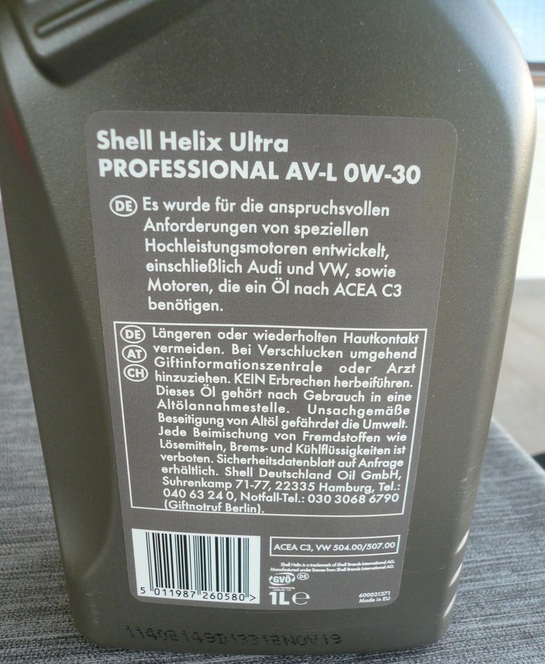 2 Liter Shell Helix Ultra Professional AV-l 0W-30 enginne ÖL in Weichering