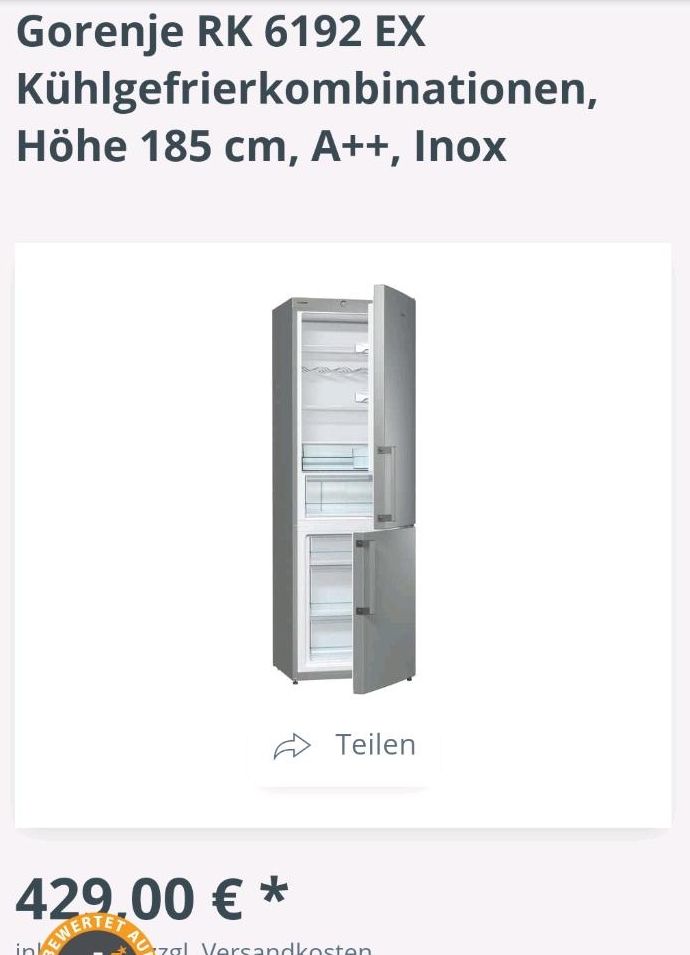 Gorenje Kühlschrank und Gefrierkombi A++ 185cm hoch in Solingen