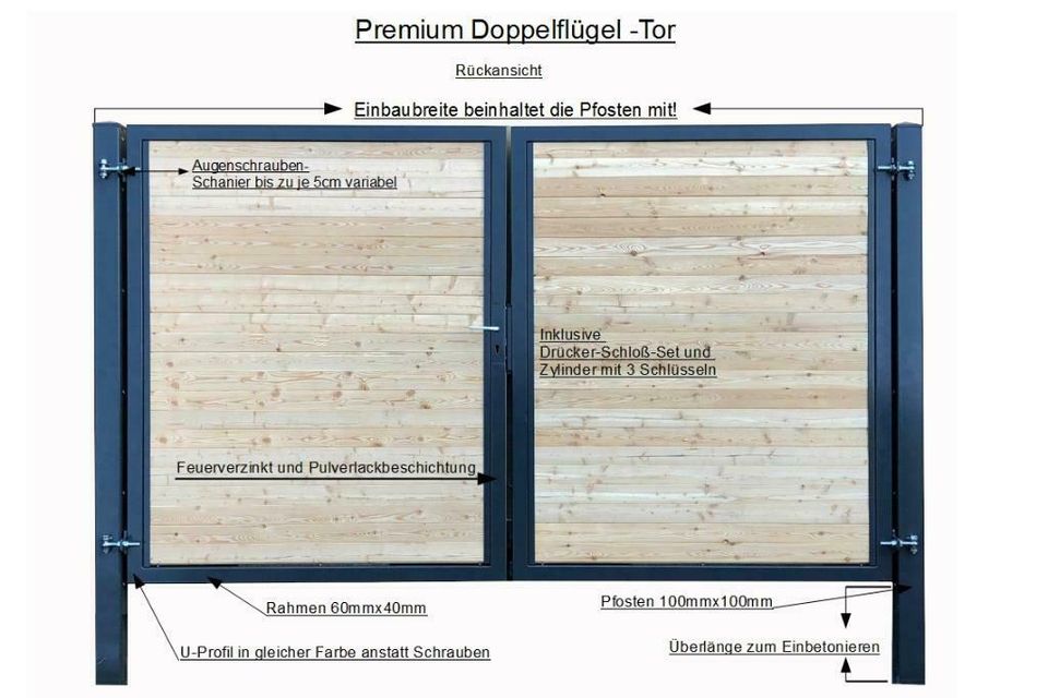 Einfahrtstor Premium Garten-Tor 2-Flügeltor 300x180cm Anthrazit in Hamminkeln