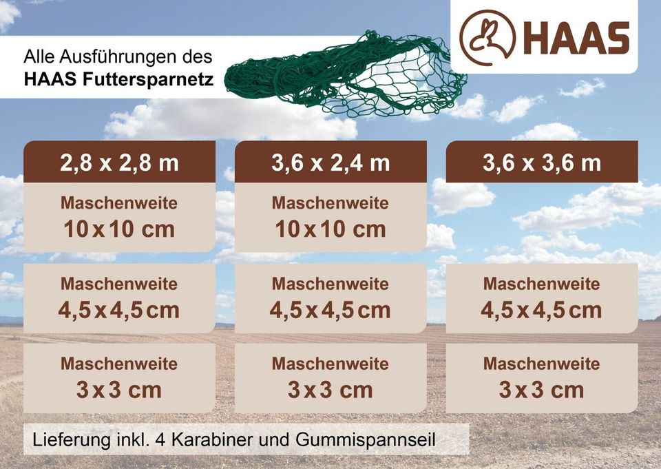 HAAS Futtersparnetz 2,8 x 2,8 m / Maschenweite 4,5 cm in Nümbrecht