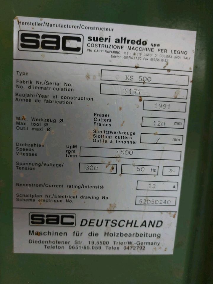 SAC  KS 500, Abricht- und Dickenhobelmaschine, Hobelmaschine in Bad Schönborn