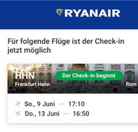 Reise Flug Ryanair ROM FRANKFURT HAHN Saarland - Neunkirchen Vorschau