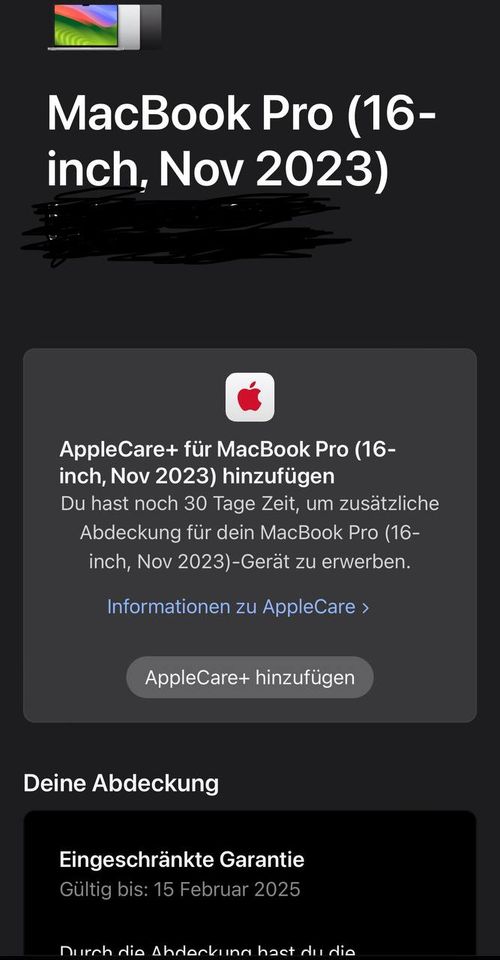 MacBook Pro 16" M3 Pro 2023 512GB 18GB/Garantie 03/2025/Neuwertig in Dresden