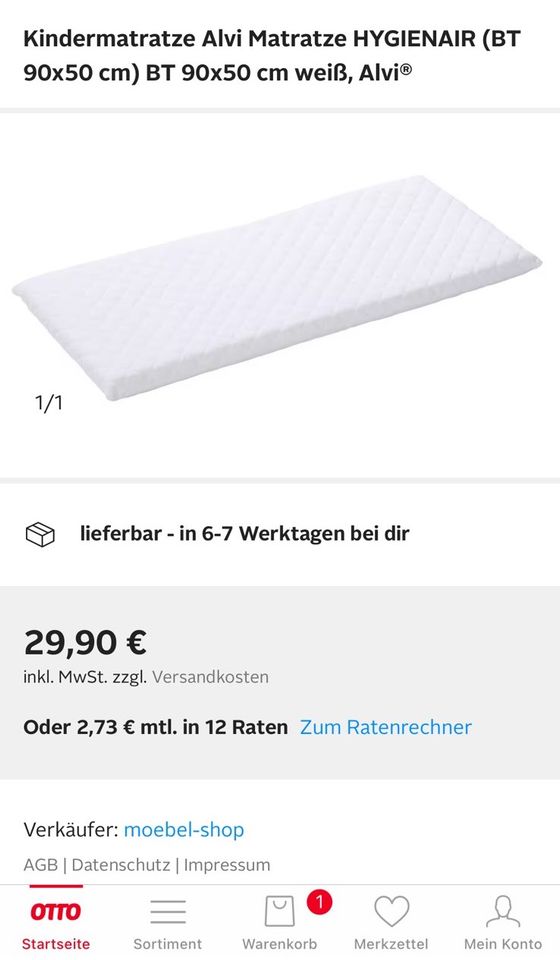 Kindermatratze 90x50 neu original verpackt 20€ Kinderbett baby in Leipzig