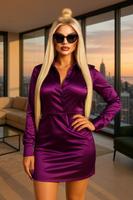 Damen Satin Kleid Neu Lila Gr 40 Kardashian Style Hessen - Solms Vorschau