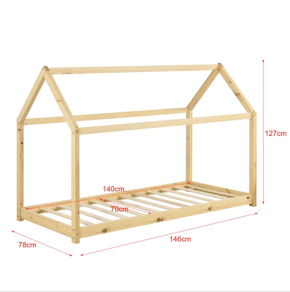 Kinderbett 70x140cm Haus Holz Natur Bettenhaus Hausbett Kinder in Ladbergen