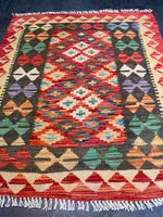 Afghan Kelim 98x79 Kilim Teppich rot geometrisch rug carpet Berlin - Wilmersdorf Vorschau