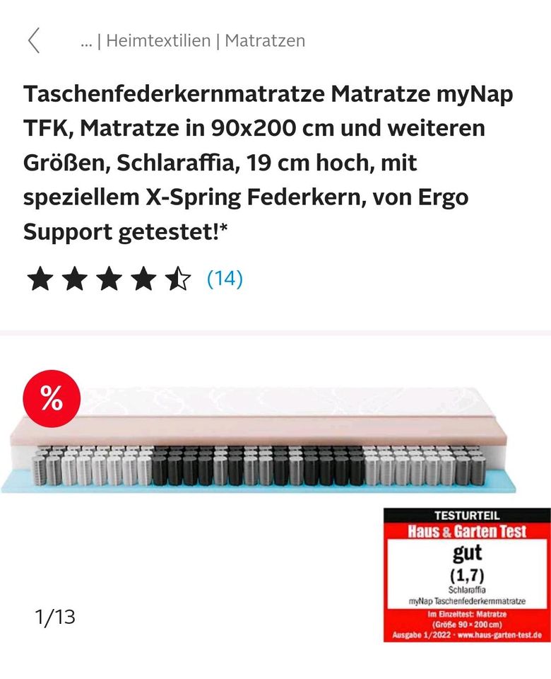 Schlaraffia Federkernmatratze 80x200 cm 19 cm hoch neuwertig in  Baden-Württemberg - Mosbach | eBay Kleinanzeigen ist jetzt Kleinanzeigen