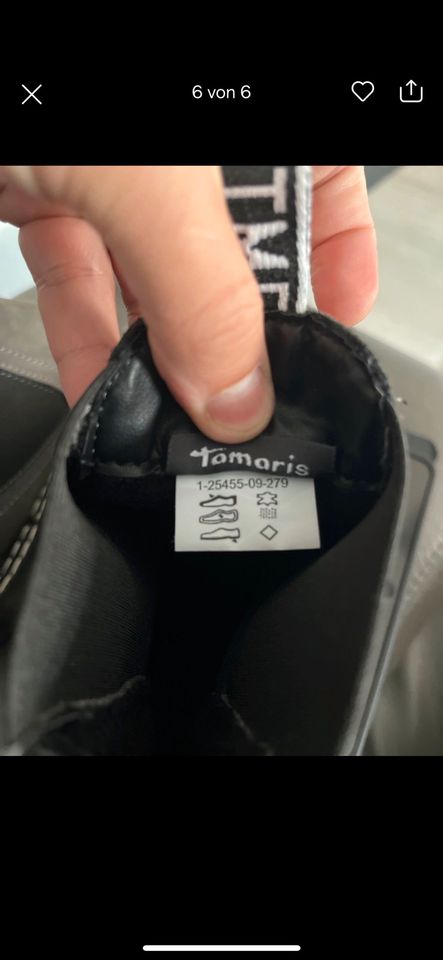 Tamaris Stiefeletten 39 Nubuk Leder anthrazit Stiefel in Ebsdorfergrund