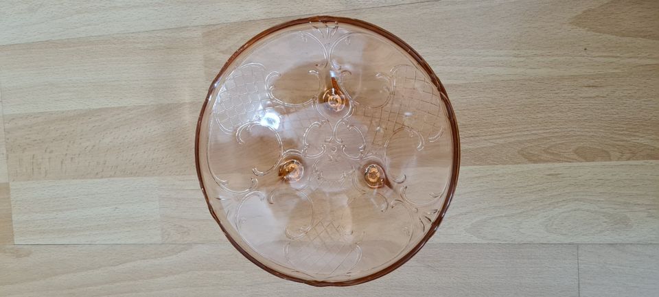 Glasschale rosa, Obstschale, Art Deco, 60er Jahre, Vintage in Coburg