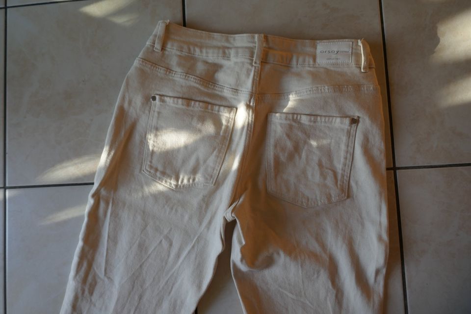 Neuwertig Orsay Chino Hose Jeans Beige Creme Baumwolle 38 in Teningen