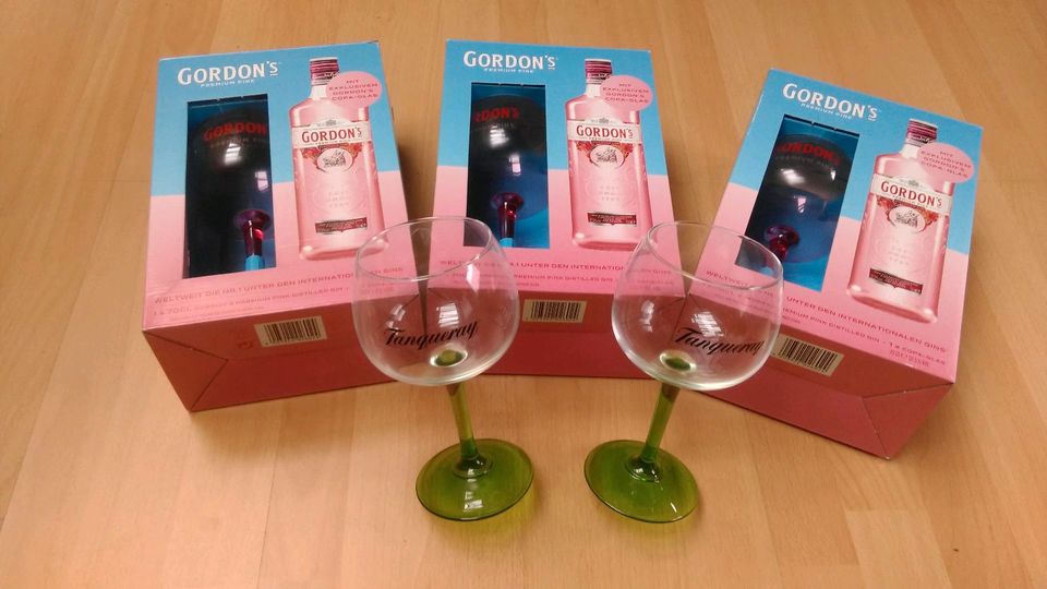 3 Gordon's Gin Copa Gläser OVP & 2 Tanqueray Gin Gläser neu in Hameln