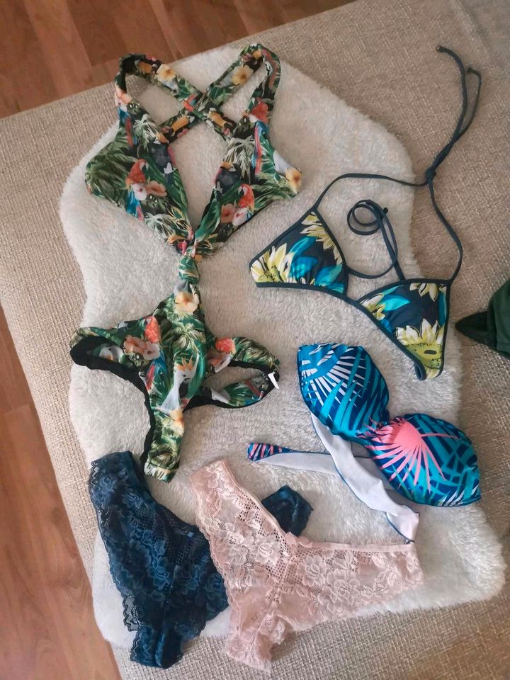 Bikini Oberteile Set Slips Spitze Badeanzug tropical xs 34 s 36 in Moorenweis