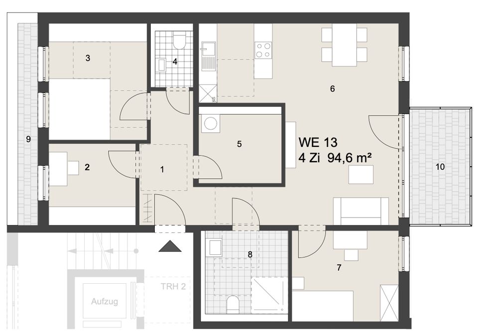 Vierzimmer-Neubauwohnung mit großem Südbalkon in Köln