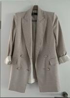 Zara Blazer goldene Knöpfe kariert beige weiß Jacke Mantel S XS Berlin - Spandau Vorschau
