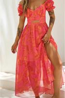 Sommerkleid Puffärmel Cut outs Rüschen rot orange L neu Frankfurt am Main - Kalbach Vorschau