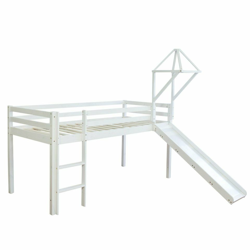 Hochbett Kinderbett Stockbett 90x200 cm Rutsche Turm Blau VB229€* in Magdeburg