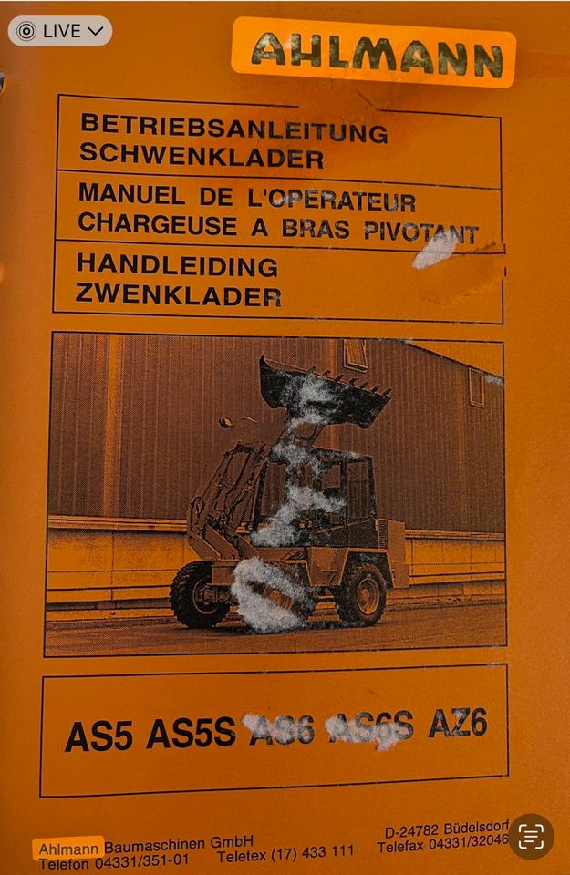 AHLMANN Schwenklader Betriebsanleitung AS5,AS5S,AS6,AS6S,AZ6 in Sonneberg