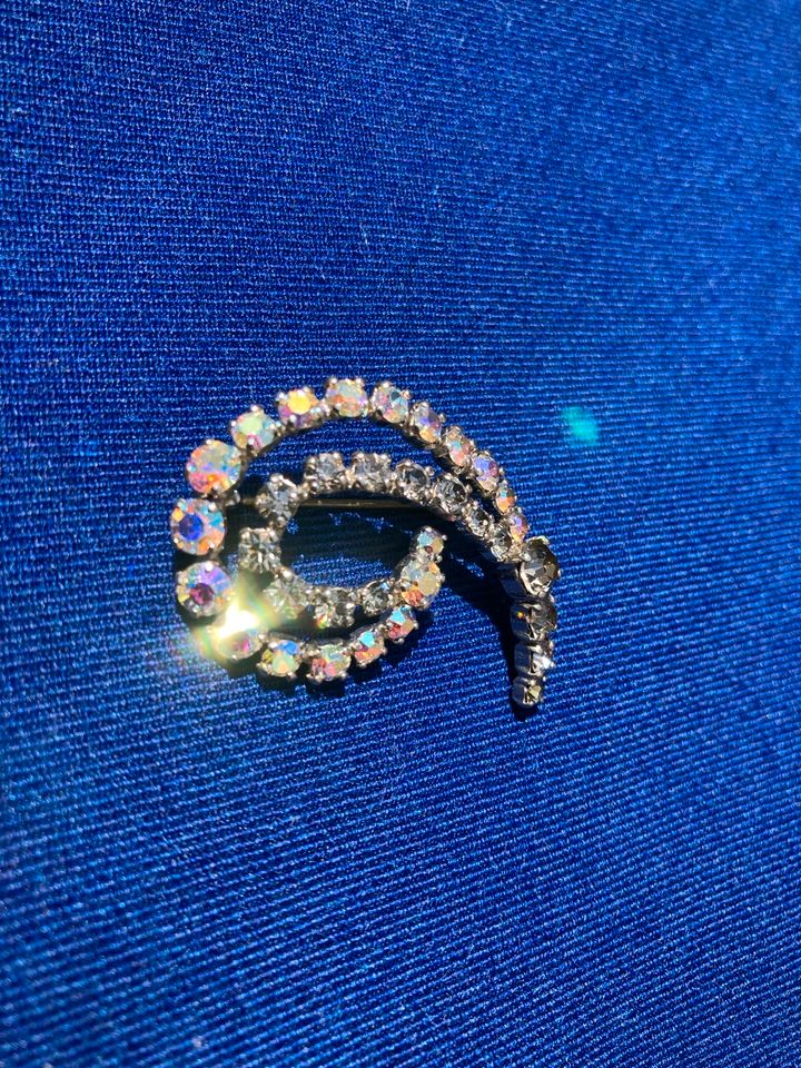 Art deco ‼️ Vintage Brosche Strass Aurora Borealis Schmuck silber in Worms