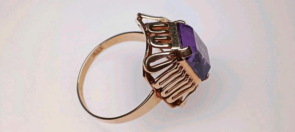 Antiker großer Amethyst Ring 585 Gold 14k 57 in Reinstorf