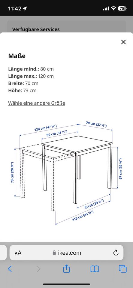Ausziehbarer Tisch von Ikea in Biberach an der Riß