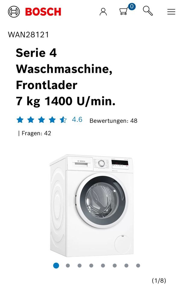 BOSCH Waschmaschine WAN28121, 7 kg, 1400 U/Min A+++ in Berlin