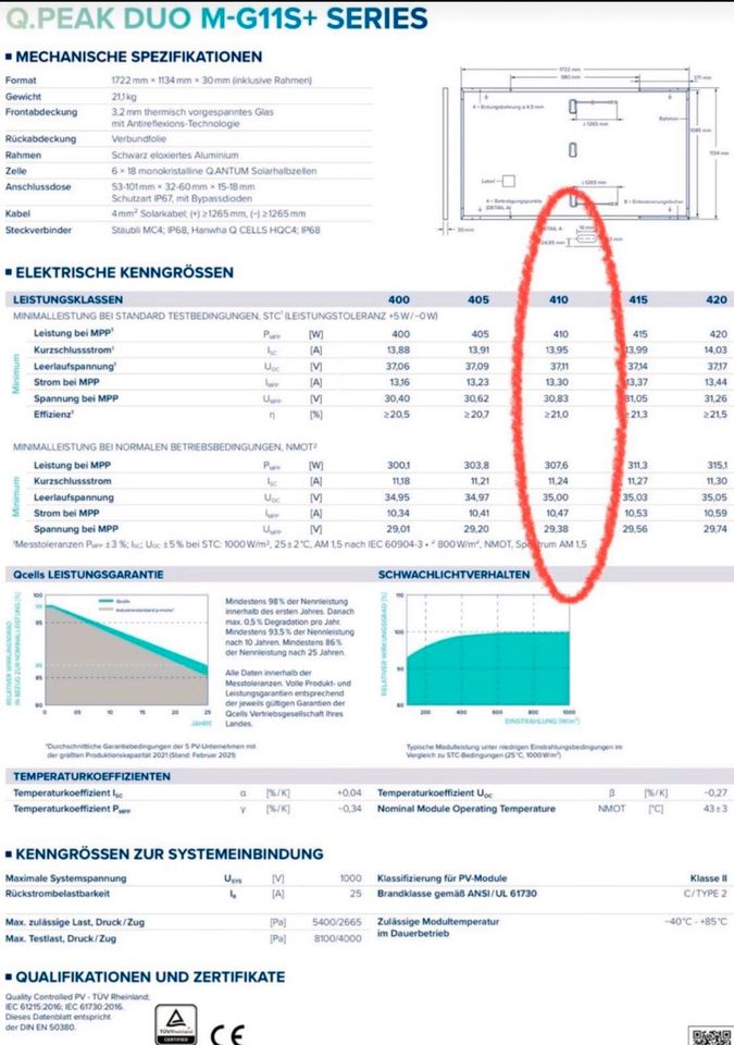 410 WP Q.Cells Q.PEAK DUO M- G11S+ 25 Jahre Garantie in Bergrheinfeld