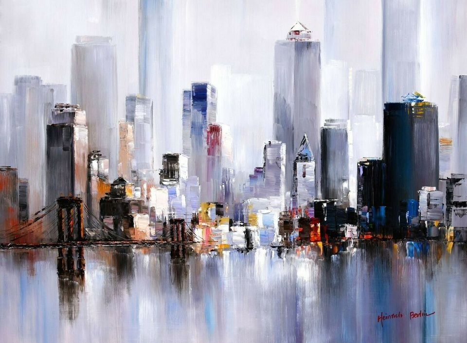 New York Manhattan Skyline im Winter II k98549 90x120cm Ölbild in Berlin